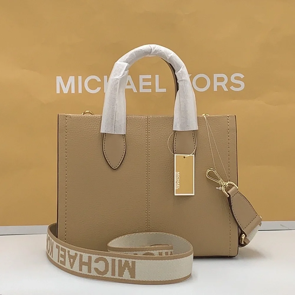 Michael Kors Mirella Small Pebbled Leather Crossbody Top Zip XBODY Bag Camel NWT - Picture 2 of 16
